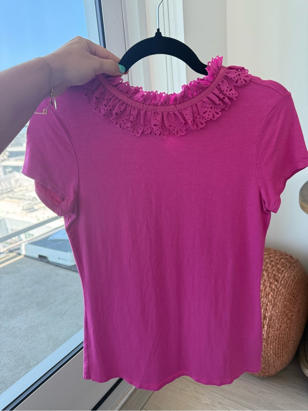 Ted Baker Bright Fuchsia Ruffle Collar Tee